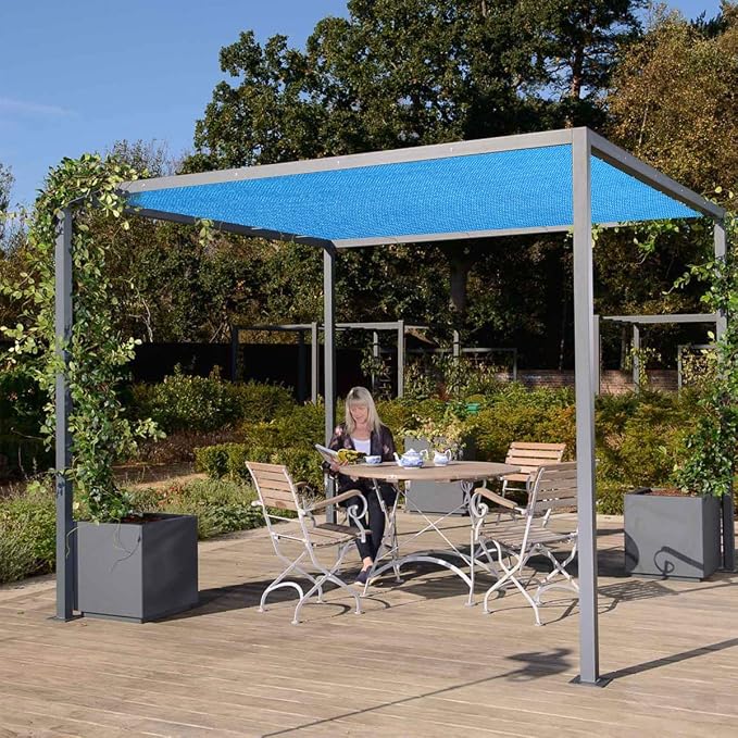 Eden's Decor Straight Flat-Edged Sun Shade Sail Rectangular 14' x 18' Blue - Image 7