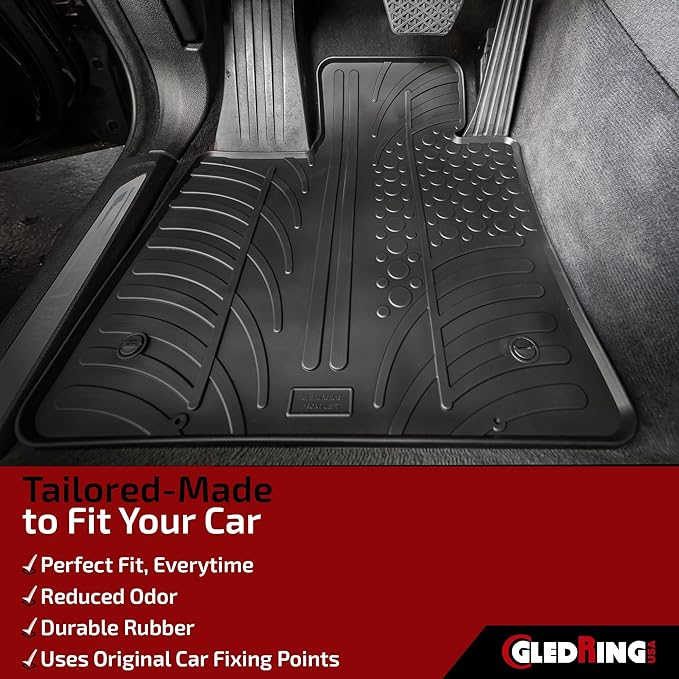 Gledring USA Custom Fit All-Weather Rubber Floor Mats Intended for Volkswagen Arteon Sedan (3H7) 2019-2023, No Trimming Required, Tailored Custom Fit, Protects from Rain, Mud, & Snow.