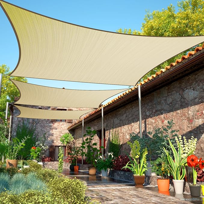 6' x 17' Beige Sun Shade Sail Rectangle SMSLR Canopy Fabric Cloth Screen by ShadeMart