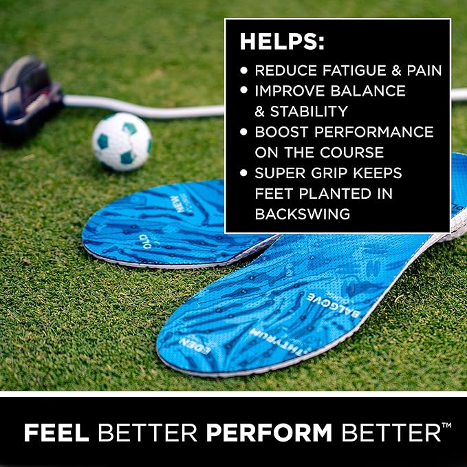 currex GolfPro Insoles for Golf Shoes – Arch Support Inserts to Improve Balance, Stability, Comfort & Performance, Help with Foot & Heel Pain Relief – for Men & Women – High Arch, XS