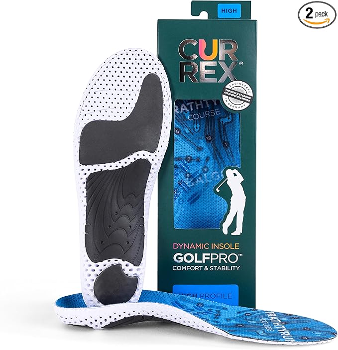 CURREX GolfPro Insoles for Golf Shoes – Arch Support Inserts to Improve Balance, Stability, Comfort & Performance, Help with Foot & Heel Pain Relief – for Men & Women – High Arch, Medium