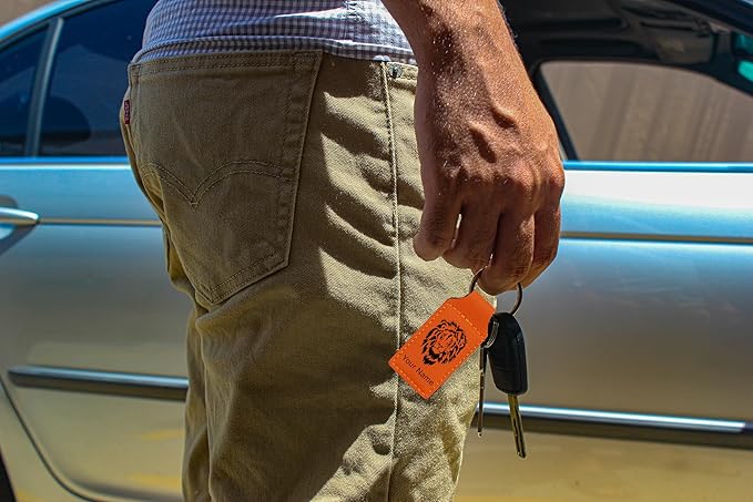 LaserGram Rectangle Keychain, Coat of Arms Germany, Personalized Engraving Included (Orange)