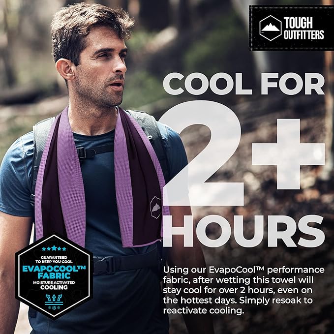 Tough Outdoors Cooling Towels for Neck Face - Neck Cooling Towel for Hot Weather Yoga Sports Golf Sweat - Instant Cold Towel