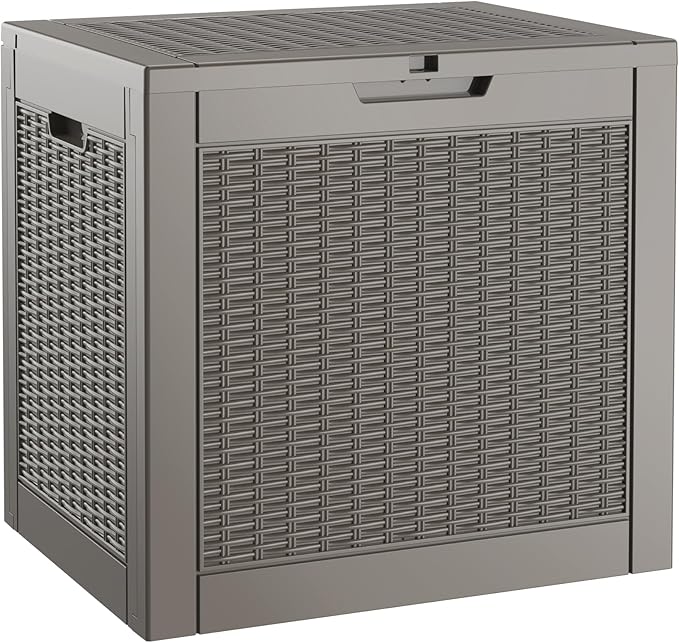 Outdoor Storage Box, 31 Gallon Resin Deck Boxes Outdoor Waterproof by WTFGO