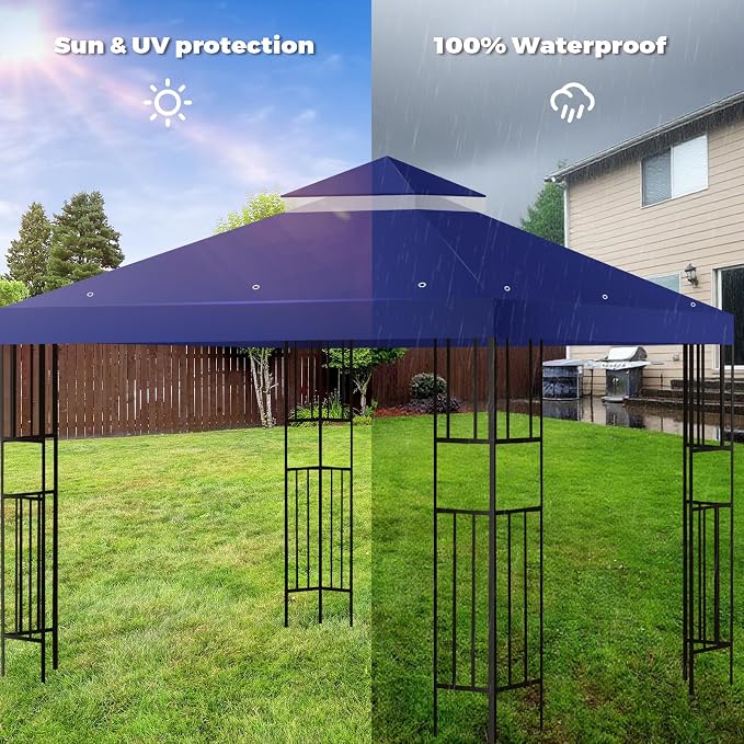 10x10 FT Gazebo Replacement Top, Canopy Replacement Cover Double Tiered - Image 4