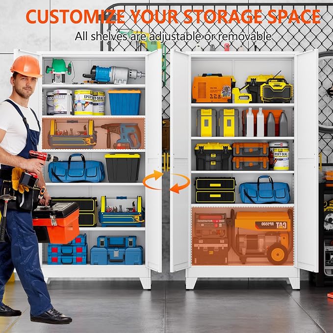 GAIOUS 75'' Tall Metal Garage Storage Cabinet, File Cabinet - Image 4