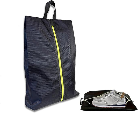 Golf Smell Proof Shoe Bag Lightweight Waterproof Zippered Sport Shoe Carrier Bags Golf Soccer Shoe Storage Organizer for Gym Sports Travel Work Golf Aceesories (Black, US size 14)