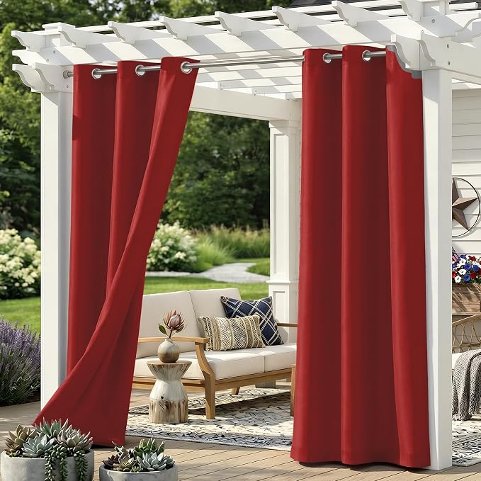 Set of 4 Outdoor Curtains for Patio Waterproof, Breathable Grommet Panels for by Sunshelf