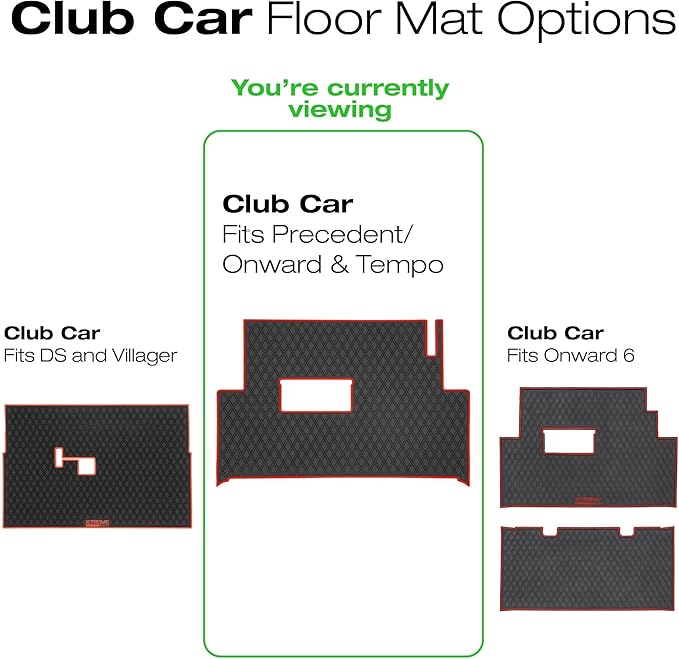 Xtreme Mats Club Car Compatible Golf Cart Mat, Full Coverage Rubber Floor Liner - Fits Club Car Models Precedent (2004-2025)/Onward & Tempo (2017-2025)/Villager & V4L (2019-2024) - Beige Trim