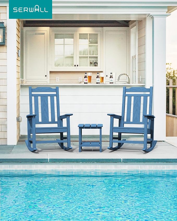 SERWALL HDPE Oversized Outdoor Rocking Chair, Patio Rocking Chair, All Weather - Image 2