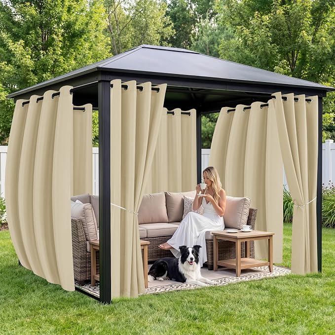 Patio Curtains Outdoor Waterproof 6 Panels, Porch Sun Shade | Weatherproof & - Image 4