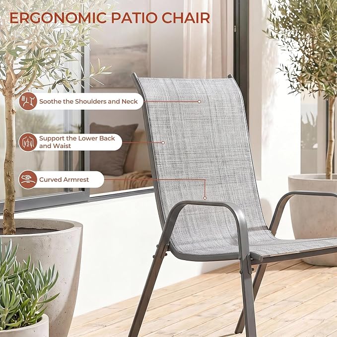 TLSUNNY Patio Chair, Outdoor Stackable Textilene Chairs Set of 4, - Image 4