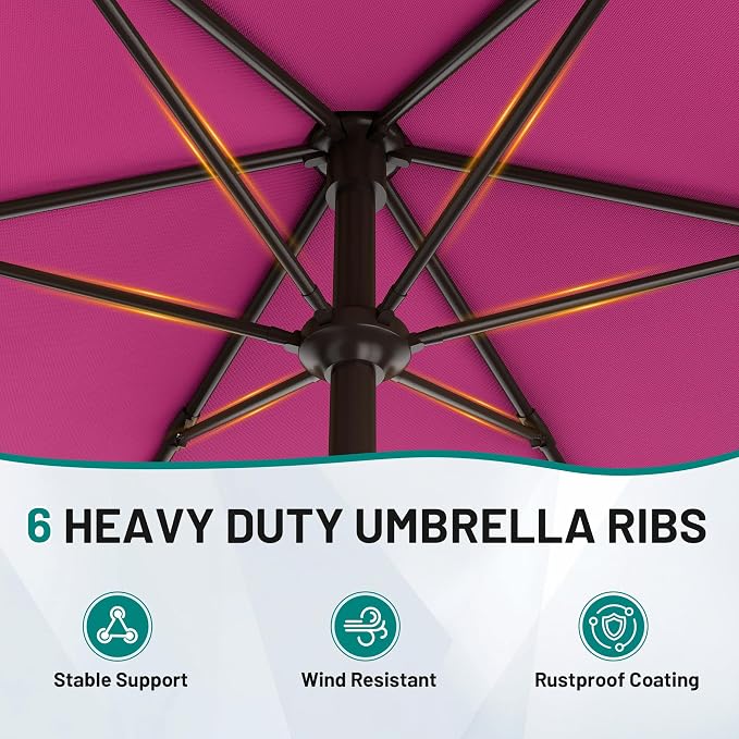 7.5FT Patio Umbrella Table Market Umbrella w/Tilt and Crank, Heavy-Duty Outdoor - Image 5