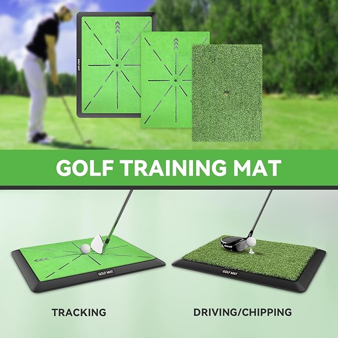 Golf Hitting Mat, Golf Practice Mat Outdoor Indoor for Training Chipping Show Swing Path, Golf Impact Turf Mat with Rubber Backing,Golf Accessories for Men,Gifts for Men/Dad/Husband