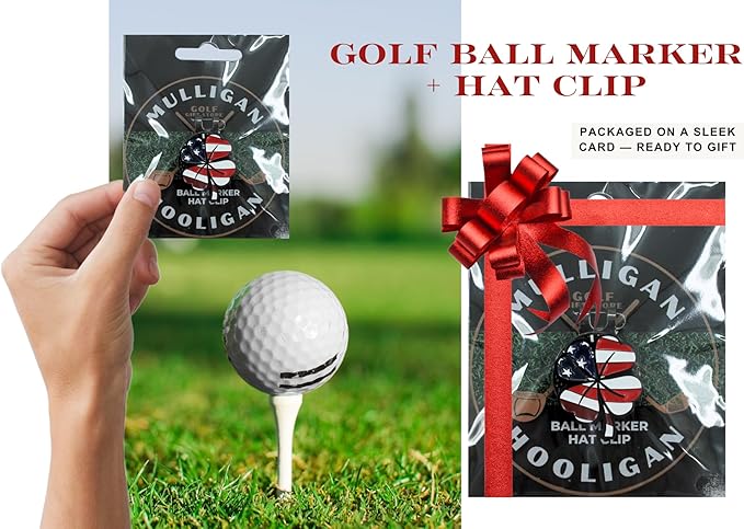 Mulligan Hooligan Golf Ball Marker + Magnetic Hat Clip, Funny and Unique Golf Gift, Premium Quality, The Perfect for Your Favorite Golfer, Golf Accessories for Any Occasions