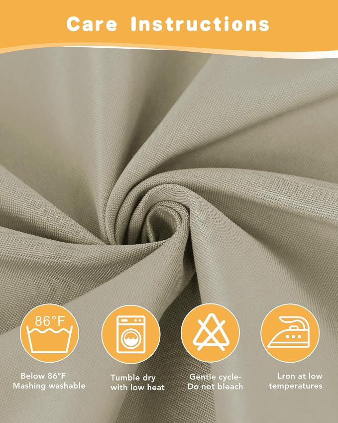 HolidayIdeas Outdoor Curtains for Patio Waterproof 4 Pcs 54x108 Inch Taupe | - Image 7