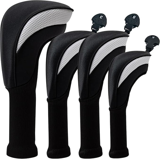 Golf Head Covers for Fairway Woods Driver Hybrids 5 Pieces Nylon Mesh Sports Fan Golf Club Headcovers-Golf Accessories for Men Women.