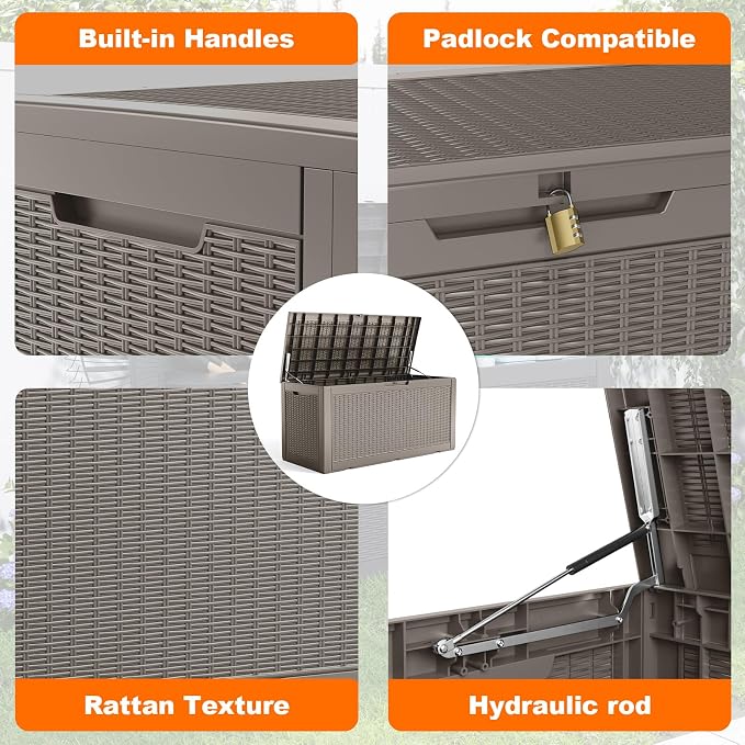130 Gallon Outdoor Storage Box Waterproof, UV Resistant Resin Deck Box - Image 4
