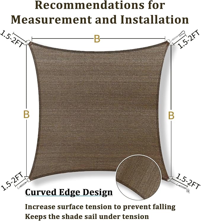 Shade&Beyond 7'x7' Sun Shade Sail Canopy Square, UV Block Breathable Curved - Image 5