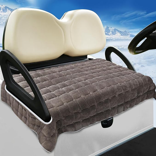 YOKYHOM Golf Cart Seat Covers, Supreme Comfort Golf Cart Seat Towel Blanket, Heavyweight Deep-Pile, Fits EZGO, Yamaha, Club Car and More 2-Seat Carts, 50"x 27.5", Brown