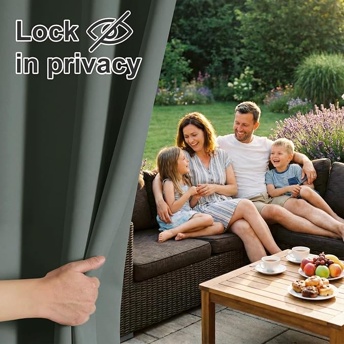 RYB HOME Outdoor Curtains for Patio Waterproof Privacy Thermal Insulated | - Image 3