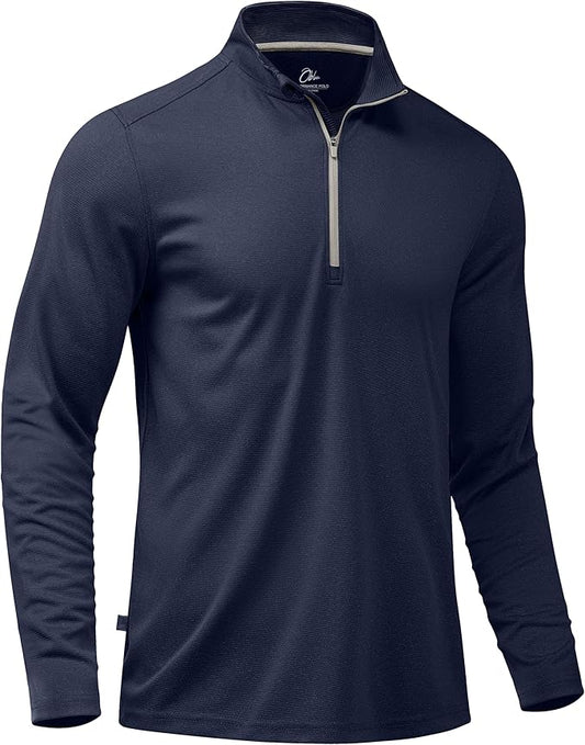 Obla Golf Quarter Zip Pullover for Men Mock Neck Sweatshirt Lightweight Sun Protection Men's Long Sleeve Golf Shirt