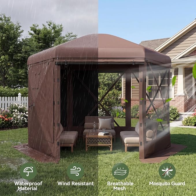 Aoxun 10x10ft Pop Up Canopy Tent, Screen Tent - Image 3