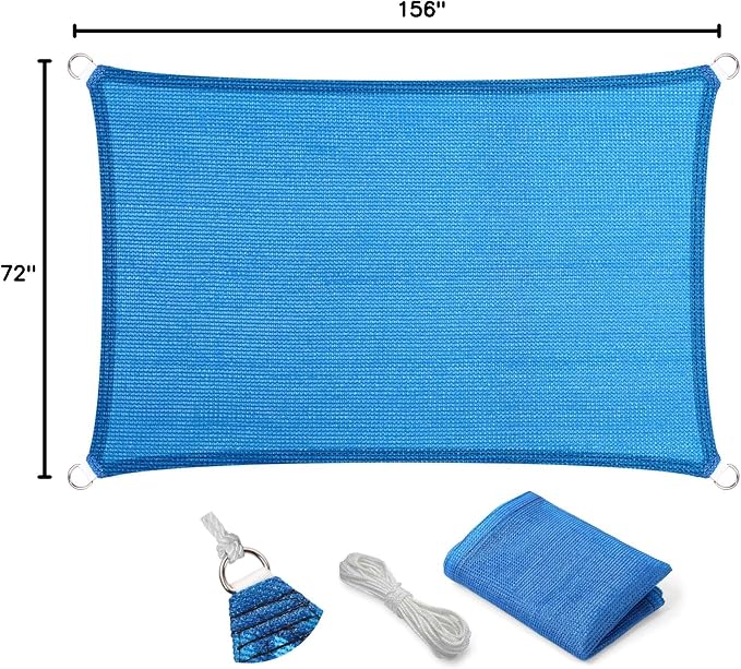 Eden's Decor Straight Flat-Edged 6' x 13' Blue Sun Shade Sail Rectangular - Image 9