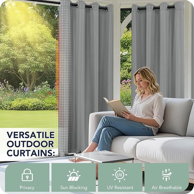 Gazebo Curtains Outdoor Waterproof 6 Panels, Porch Sun Shade | Weatherproof & - Image 3