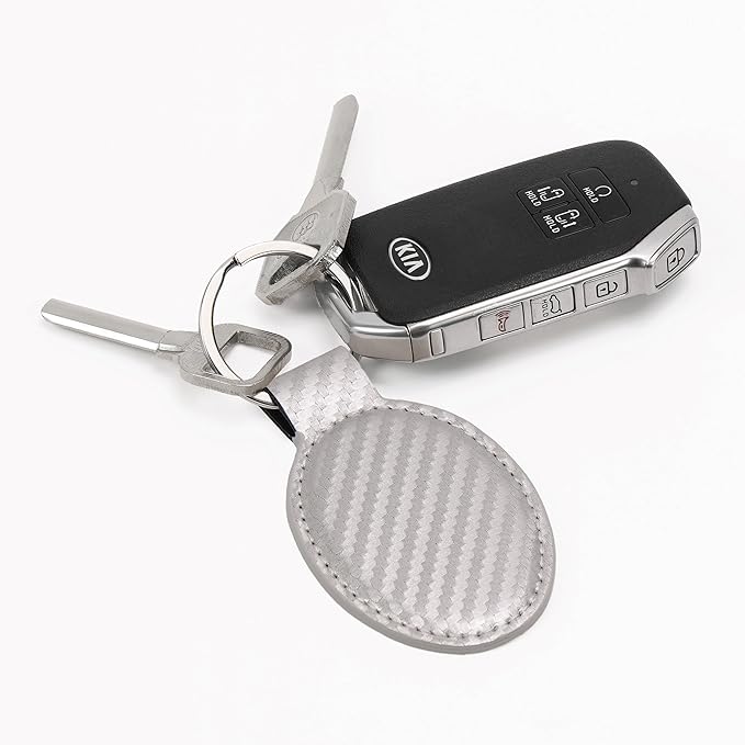 LaserGram Oval Keychain, Off Road Racer, Personalized Engraving Included (Carbon Fiber Silver)