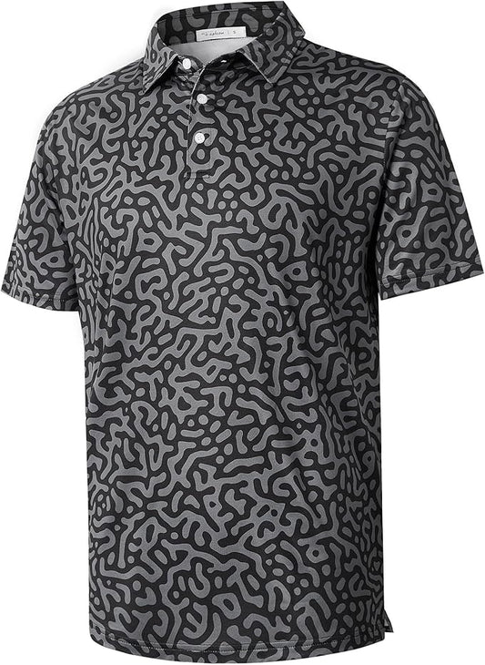 zeetoo Men's Polo Shirts Hawaiian Golf Polos Shirts Short Sleeve Performance Moisture Wicking Mens Golf Shirts