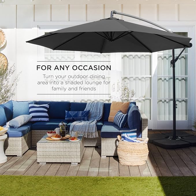 Best Choice Products 10ft Offset Hanging Market Patio Umbrella w/Easy Tilt - Image 3