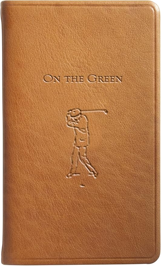 Graphic Image On The Green, Golf Score Book, Genuine Calfskin Leather (British Tan, 3" x 5")