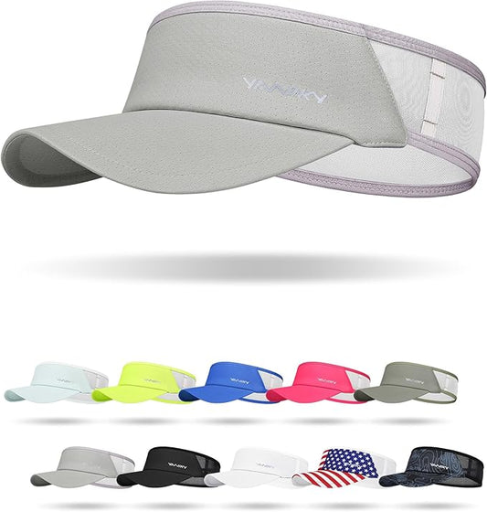 Sports Sun Visor Hats for Women Men Lightweight Breathable Cooling Stretchy Visors Foldable UPF 50+ for Running Tennis Golf
