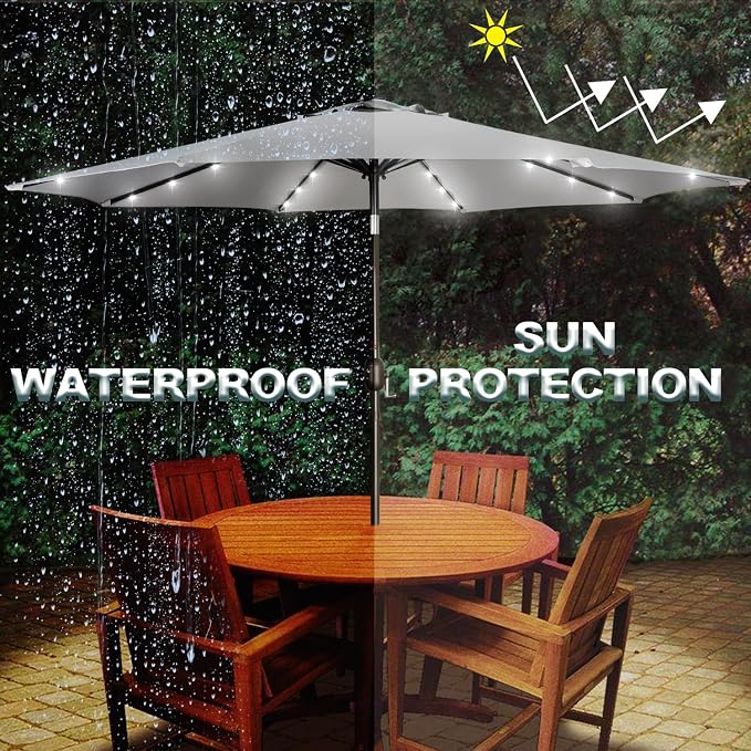 9 ft Solar Umbrella, Patio Umbrella - Image 5