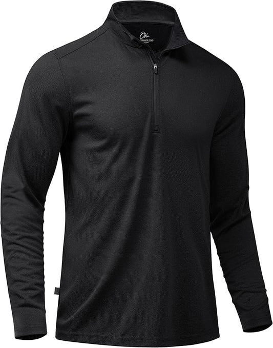 Obla Golf Quarter Zip Pullover for Men Mock Neck Sweatshirt Lightweight Sun Protection Men's Long Sleeve Golf Shirt