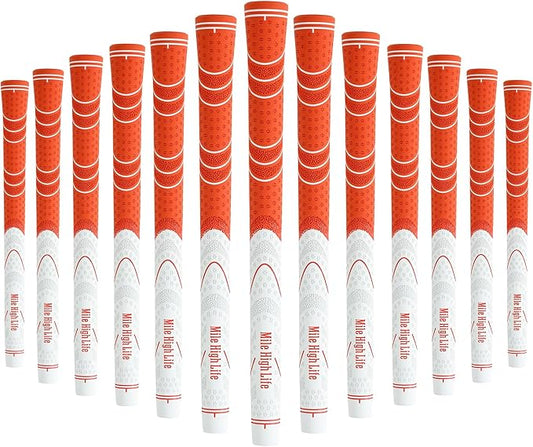 Mile High Life Golf Grips 13 Pack / 3 Pack - All-Weather Soft Rubber Golf Club Grips - High Shock Absorption, Enhanced Traction - Standard, Midsize & Jumbo Size (Core 0.58"-0.61")