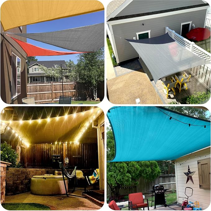 Sun Shade Sail 10' x 13' Silver Grey Rectangle Outdoor Canopy Cover | Outdoor - Image 7