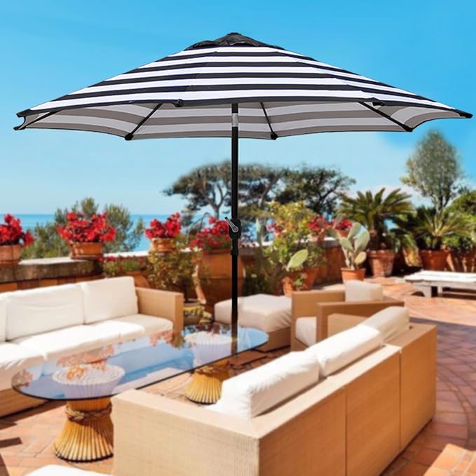 9' Outdoor Patio Umbrella, Outdoor Table Umbrella, Yard Umbrella, Market - Image 6