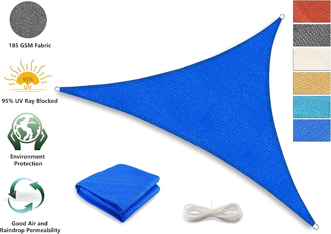 Tronssien Triangle 12'x12'x12' Sun Shade Sail, 95% UV Blockage Canopy Awning - Image 3