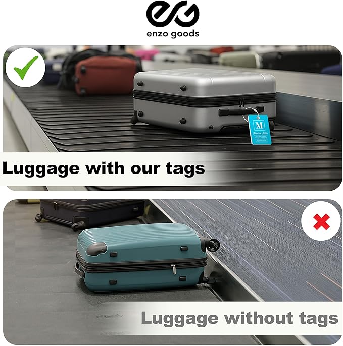 Personalized Luggage Tag | 2 Pack | Custom Luggage Tags for Suitcases | Kids Backpack Tag | 10 Color Options & Choose Font, Font Color