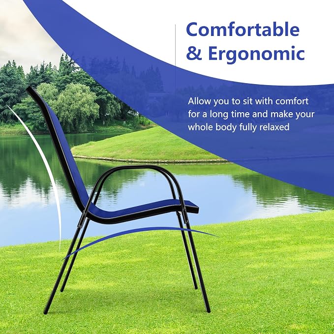 MEDIMALL Patio Chairs, Stackable Patio Chairs Set of 4, Outdoor Dining Chairs - Image 6