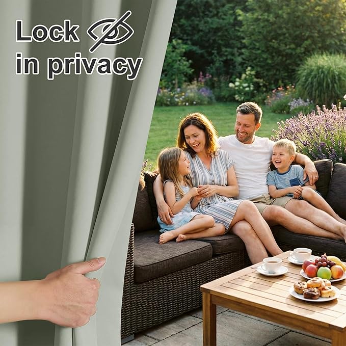 RYB HOME Outdoor Curtains for Patio Waterproof Privacy Thermal Insulated | - Image 3