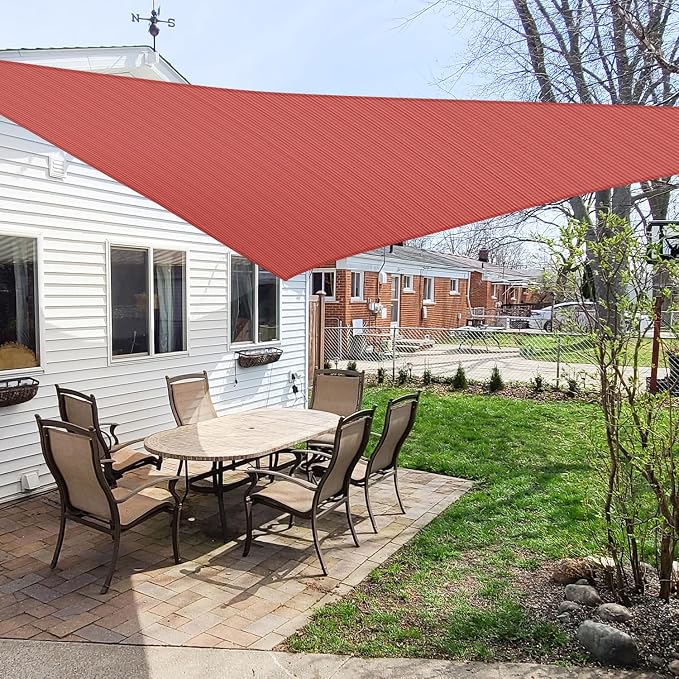 WINDSCREEN4LESS 10' x 10' x 10' Sun Shade Sail UV Block Fabric Canopy in Red by Windscreen4less