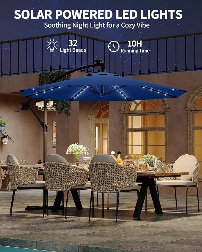 Garvee 10FT Solar Lights Offset Patio Umbrella - Image 9