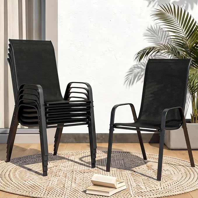 MAMIZO Patio Dining Chairs, Stackable Textilene Chair Set of 6, by MAMIZO