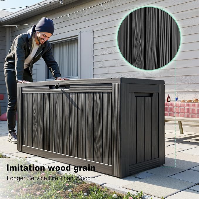 DRATO 85 Gallon Outdoor Storage Box Waterproof, Lockable Resin Deck Box | - Image 3