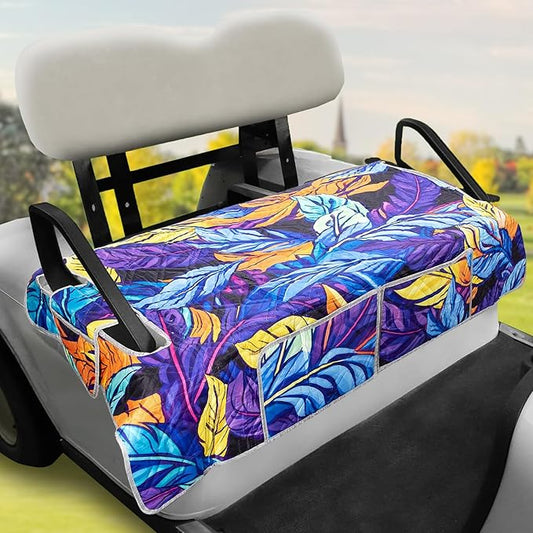 Golf Cart Seat Covers,Nonskid Bottom Golf Cart Seat Towel Blanket with 2 Front Pockets,Short Plush Surface, Soft and Comfortable,Fits for EZGO, Yamaha, Club Car and More 2 Person Seats Golf Carts