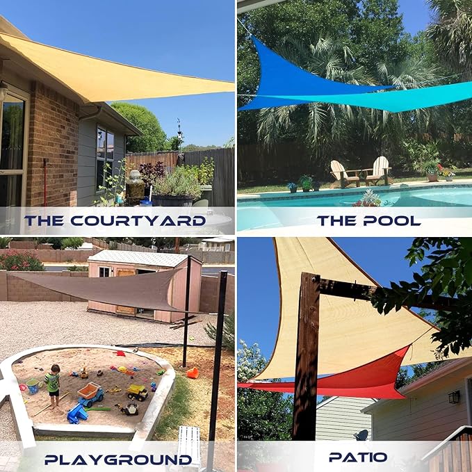 Windscreen4less 24' x 24' x 24' Sun Shade Sail Triangle Outdoor Canopy Cover UV - Image 2