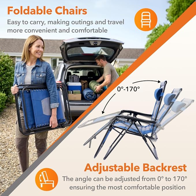 Sweetcrispy Zero Gravity Chairs, Foldable Patio Reclining Chairs - Image 4